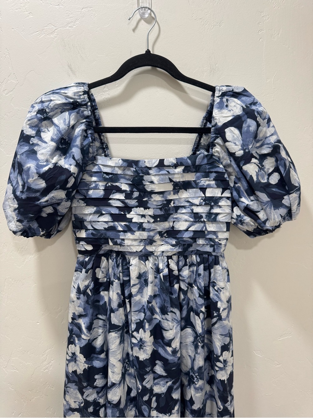 NWT Abercrombie & Fitch Emerson Midi Dress Puff Sleeve Blue Floral XS Petite - Picture 5 of 16